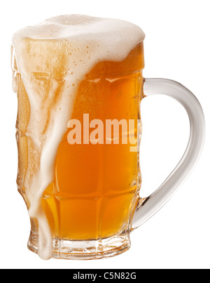 Frosty glass of unfiltered beer isolated on a white background. File contains a path to cut. Stock Photo