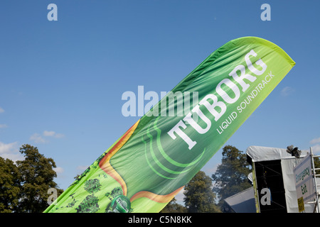 A Tuborg beer advertisement at a sponsored music festival Nottingham England UK Stock Photo