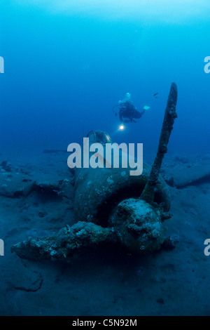 Wreck of Airplane Zero, Kimbe Bay, New Britain, Papua New Guinea Stock Photo