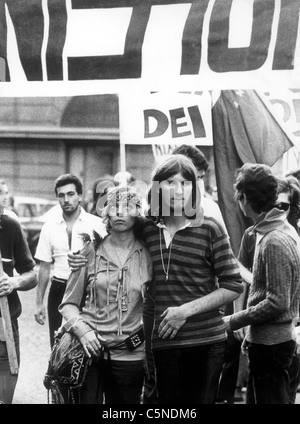 rome 1969, american hippies, manifestation against richard nixon in italy Stock Photo