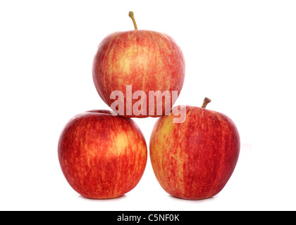 three red apples isolated on white background Stock Photo