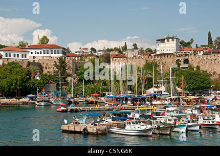Antalya Turkey old port harbor Kaleici boat  town Stock Photo