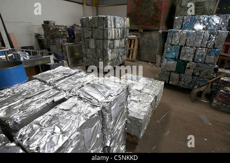 Aluminium bales ready for recycling in a scrapyard, uk Stock Photo