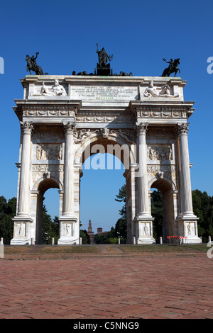 Arco della Pace or Arch of Peace in Piazzale Sempione in Milan Stock Photo