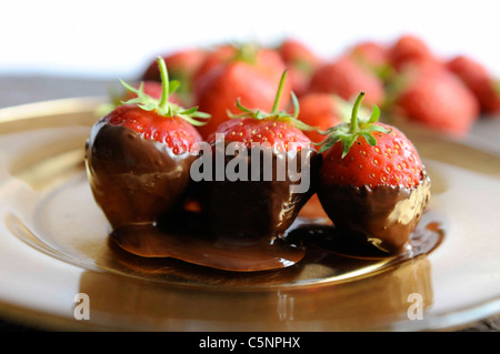 Strawberries with chocolate Stock Photo
