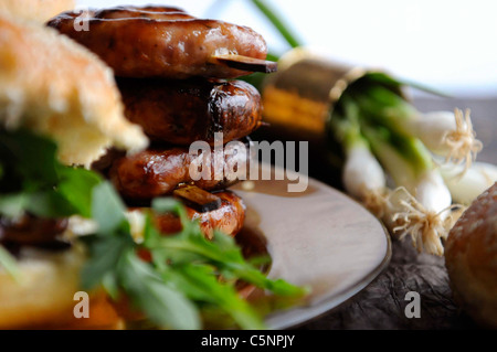 Stack of Sausages Stock Photo