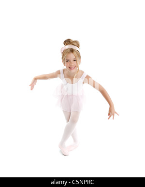 Ballerina little ballet children dancer dancing isolated on white background Stock Photo