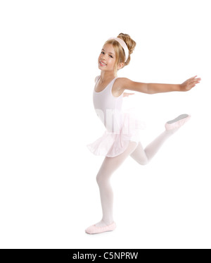 Ballerina little ballet children dancer dancing isolated on white background Stock Photo