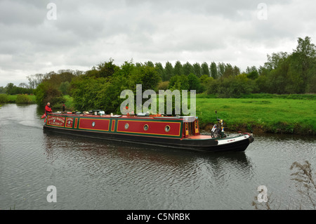 Canal Boat on the River Nene, Nene Valley Northampton Northamptonshire UK England Stock Photo