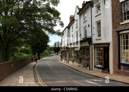 The Wharfage street through Ironbridge, Coalbrookdale, Telford, Shropshire, England UK Stock Photo