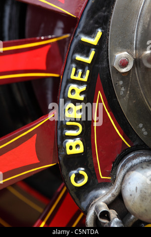 A close up of a name on a wheel of steam A traction engine Stock Photo