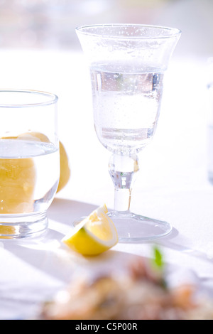 Two glasses with sparkling water Stock Photo