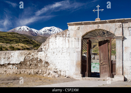 Entrance gate to a cemetery in Putre, Altiplano, Chile, South America Stock Photo