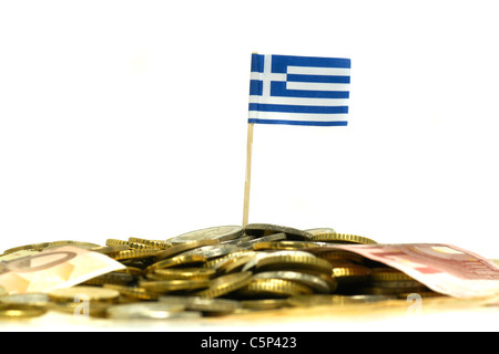 money and a greece flag Stock Photo