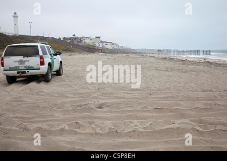 U.S. Border Patrol on Beach at Mexican Border Stock Photo