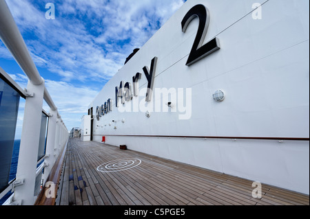 Promenade on Deck 13, Queen Mary 2 Ocean Liner. Stock Photo