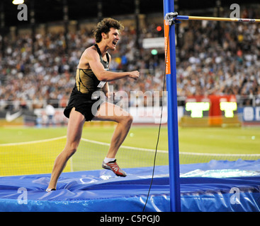 Stockholm 2011 07 29 DN-galan Diamond League - Ivan Ukhov RUS wins the high jump with 2.34 meter - Stock Photo