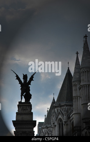 Royal Court of Justice and Temple Bar Memorial, London. Stock Photo