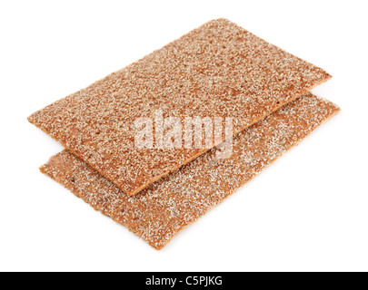 rye crisp crackers isolated on white background Stock Photo