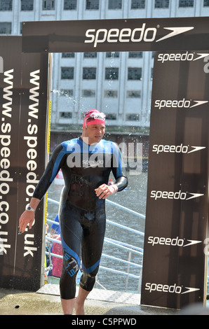 Swimmer in London Triathlon 2011 Stock Photo