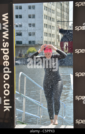 Swimmer in London Triathlon 2011 Stock Photo