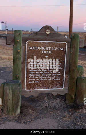 GOODNIGHT-LOVING TRAIL. After leaving Fort Sumner, the Goodnight-Loving Trail forked in two directions. Stock Photo