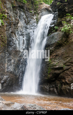 Waterfall at the end of a horseback ride and hike, Rancho Capomo, Las Palmas, Puerto Vallarta, Jalisco, Mexico Stock Photo