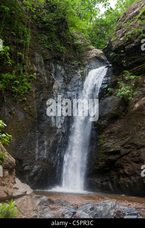 Waterfall at the end of a horseback ride and hike, Rancho Capomo, Las Palmas, Puerto Vallarta, Jalisco, Mexico Stock Photo