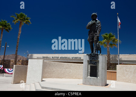 Exterior of General Patton Memorial Museum, with statue of Gen. Patton, Chiriaco Summit, California, United States of America. Stock Photo