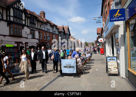 Shoppers and tourists in Henley Street on Saturday morning Stratford upon Avon Warwickshire UK Stock Photo