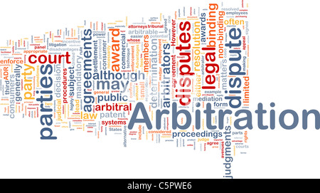 Background concept wordcloud illustration of arbitration Stock Photo