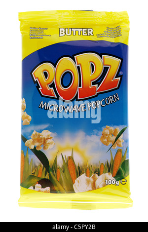 100 gram pack of Popz butter microwave popcorn Stock Photo