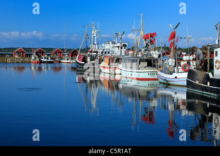 Fishing ships in the harbour. Rodvig, Zealand, Denmark Stock Photo