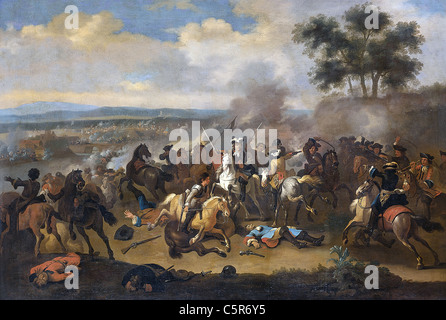 BATTLE OF THE BOYNE 11 July 1690 between James II and William III painted by Jan van Huchtenburg Stock Photo