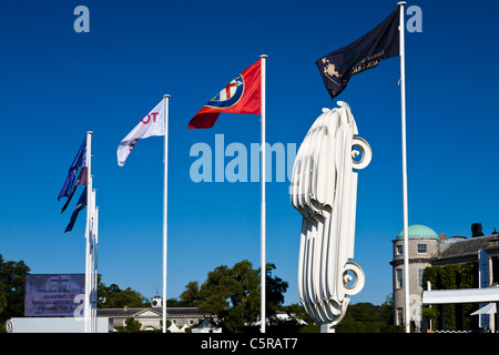 The Gerry Judah designed sculpture at the 2011 Goodwood Festival of Speed, Celebrating 50th anniversary of the Jaguar E-Type. Stock Photo