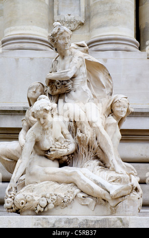 The allegorical statue of Four Seasins - Les Quatre saisons from Paris - facade of Petit  Palais by Louis Joseph Convers (1900). Stock Photo