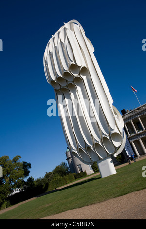The Gerry Judah designed sculpture at the 2011 Goodwood Festival of Speed, Celebrating 50th anniversary of the Jaguar E-Type. Stock Photo