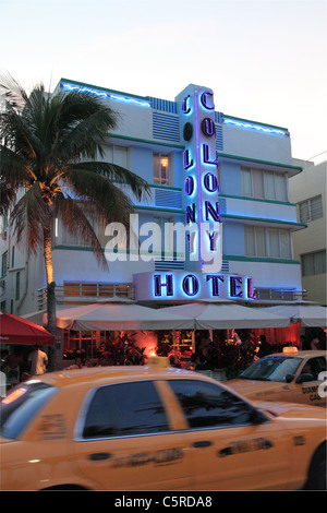 Colony Hotel, Ocean Drive, Miami South Beach, Gold Coast, Florida, United States of America, USA, North America Stock Photo
