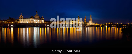 Germany Saxony Dresden skyline at night Stock Photo