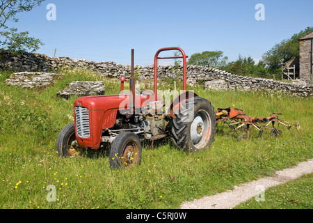 Massey Ferguson 35 tractor photographed on a hill farm in the Yorkshire Dales. Stock Photo