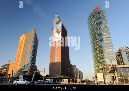 High-rise buildings on Potsdamer Platz square, in the morning, Berlin, Germany, Europe Stock Photo