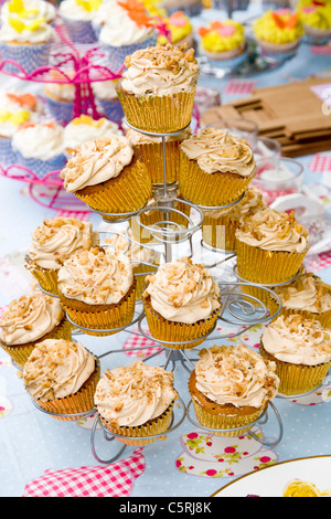 Coffee and Walnut Cup Cakes Stock Photo