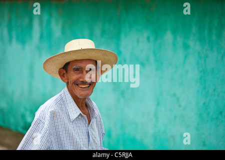 Old man in Canton La Junta, Comalapa, Chalatenango, El Salvador Stock Photo