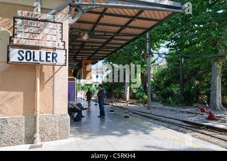 The supposedly oldest train station in the world, Soller, Majorca, Spain, Europe Stock Photo