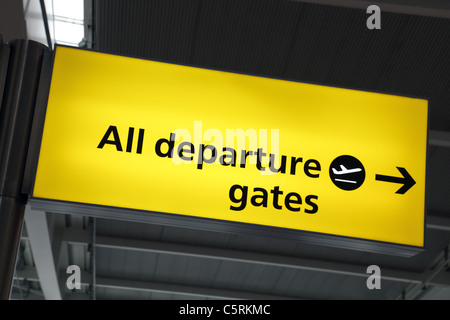 Airport departure gates sign Stock Photo