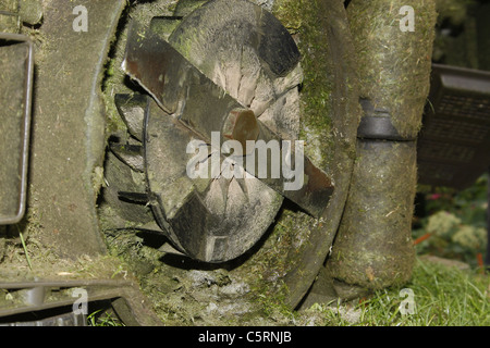 underside of a lawnmower after cutting grass Stock Photo
