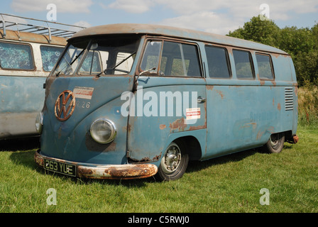 A split screen VW van. Santa Pod, Northants, England. Stock Photo