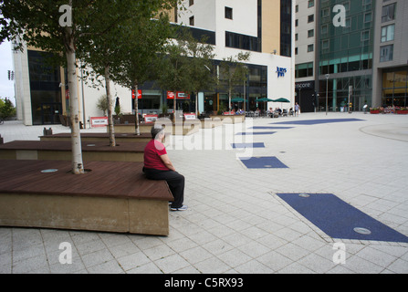 The Hub, Milton Keynes, a modern development of flats, offices and restaurants near the city centre Stock Photo