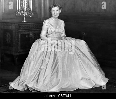 MAMIE EISENHOWER (1896-1979) wife of President Eisenhower in her 1953 Inauguaration gown. Photo Larry Gordon Stock Photo