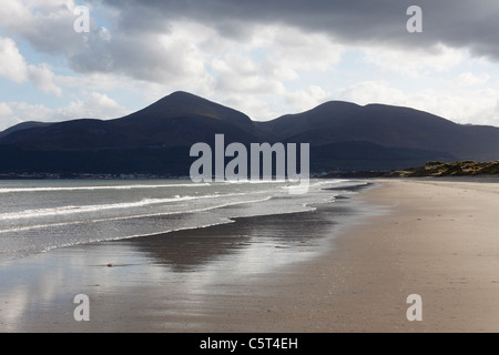 UK Northern Ireland County Down Newcastle Mourne Mountains  Murlough National Nature Reserve View of beach with mountains Stock Photo